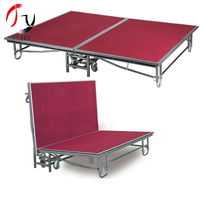 
Sturdy And Durable Carpet Fabric Foldable Metal Movable Event Mobile Stage for party event 