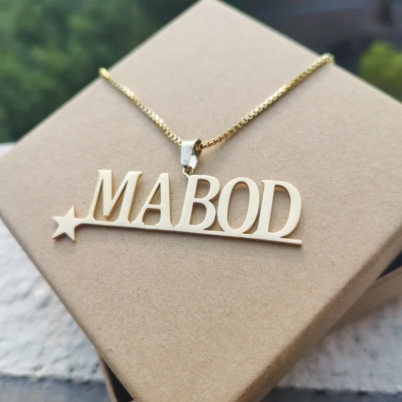 Qiuhan Personalization Stainless Steel Custom Name Star Nameplate Hiphop Necklace Jewelry Gift