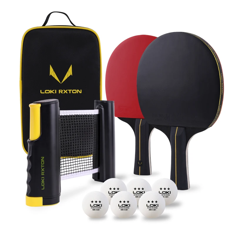 Loki Rxton Cheaper 7Ply High Quality ITTF Rubber Certification Table Tennis Racket Set With Six Ping Pong Balls And A Net