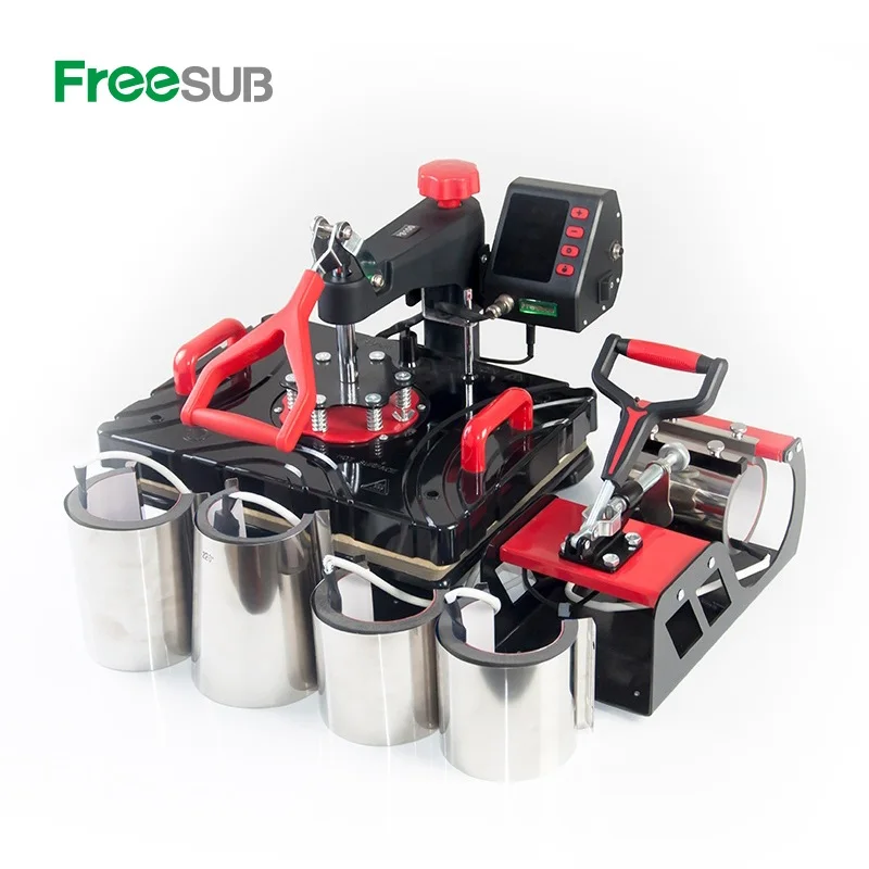 Freesub 8 в 1 комбо тепла пресс машина Кружка футболка sublimation machine t-рубашка печатная P8100-8