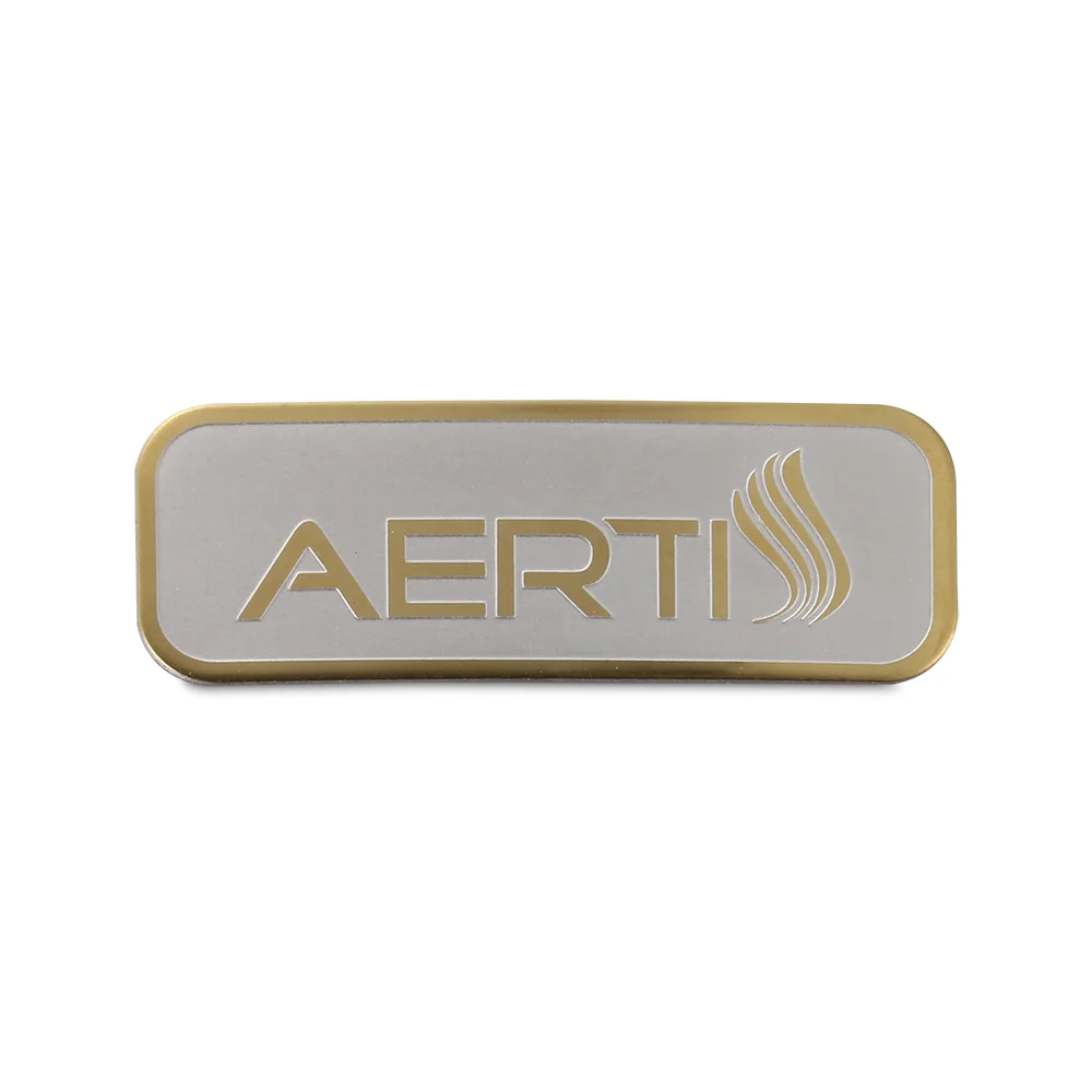 Etched 3D Logo Stainless Steel Self-Adhesive Custom Label Fill Painting Colored Metal Nameplate