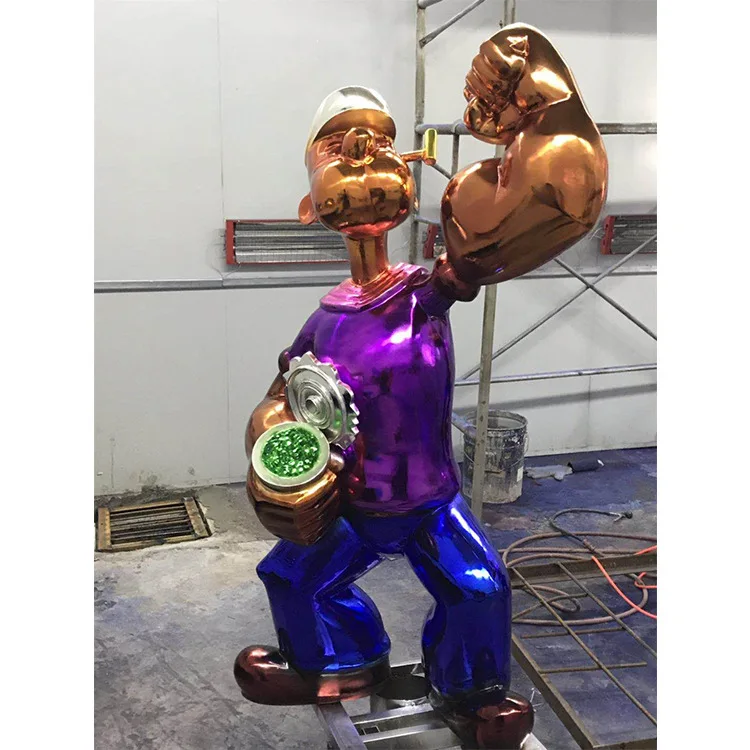 Современный домашний декор металлическая статуя попью в натуральную величину из нержавеющей стали