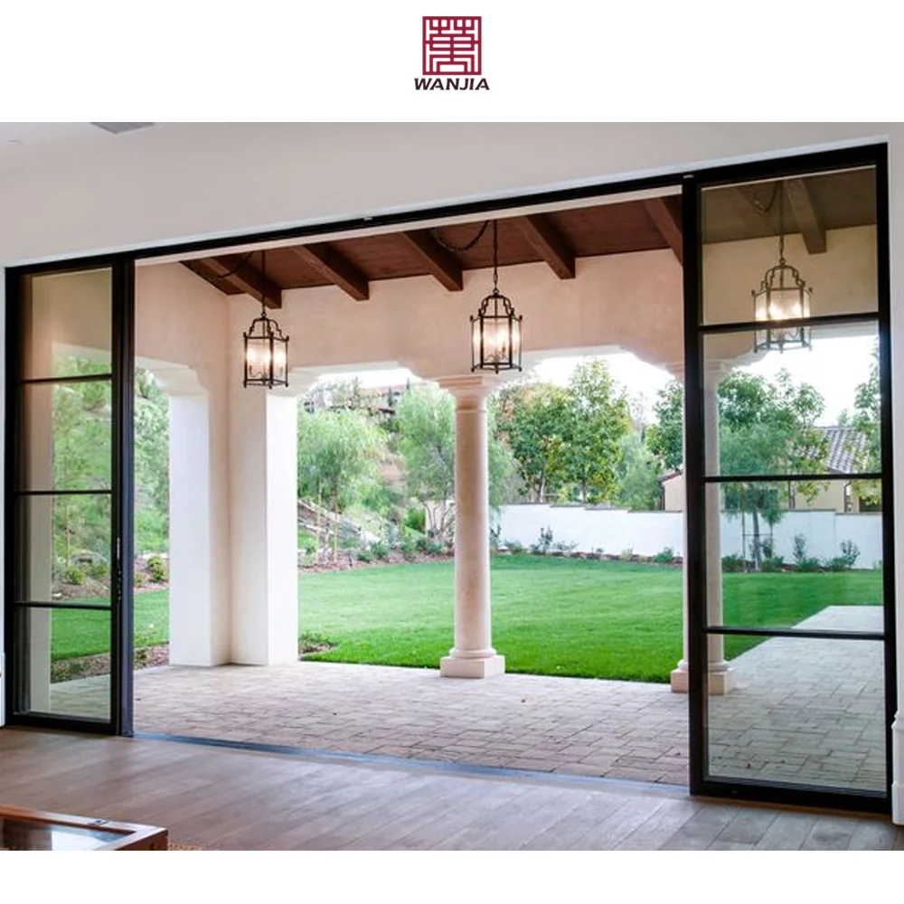 Minimalist Interior Partition Soundproof Slim Narrow Frame Double Glass Aluminum Sliding Doors