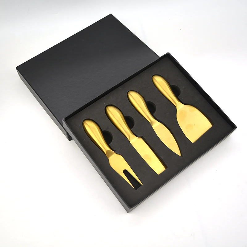 4 шт., набор золотых ножей для сыра из нержавеющей стали