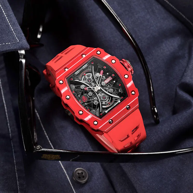 Hot Selling High Quality Carbon fiber Case reloj 316L stainless steel luxury mechanical Skeleton Automatic watch for men