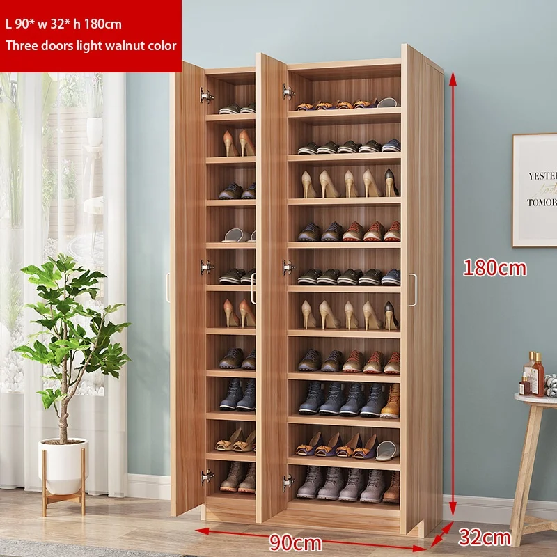 Multi-storied wooden shoe rack cabinets Modern wooden shoe rack entryway