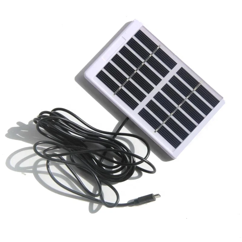 BUHESHUI 1.2W 6V PET Laminated Polycrystalline Solar Panel with Micro USB Output Waterproof Solar Cell Cable Length 3M