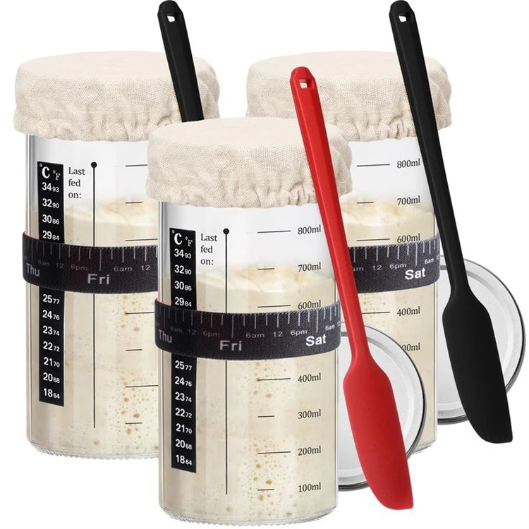 sourdough starter jar sourdough starter kit 35 oz sourdough jar wide mouth container kit for bread baking