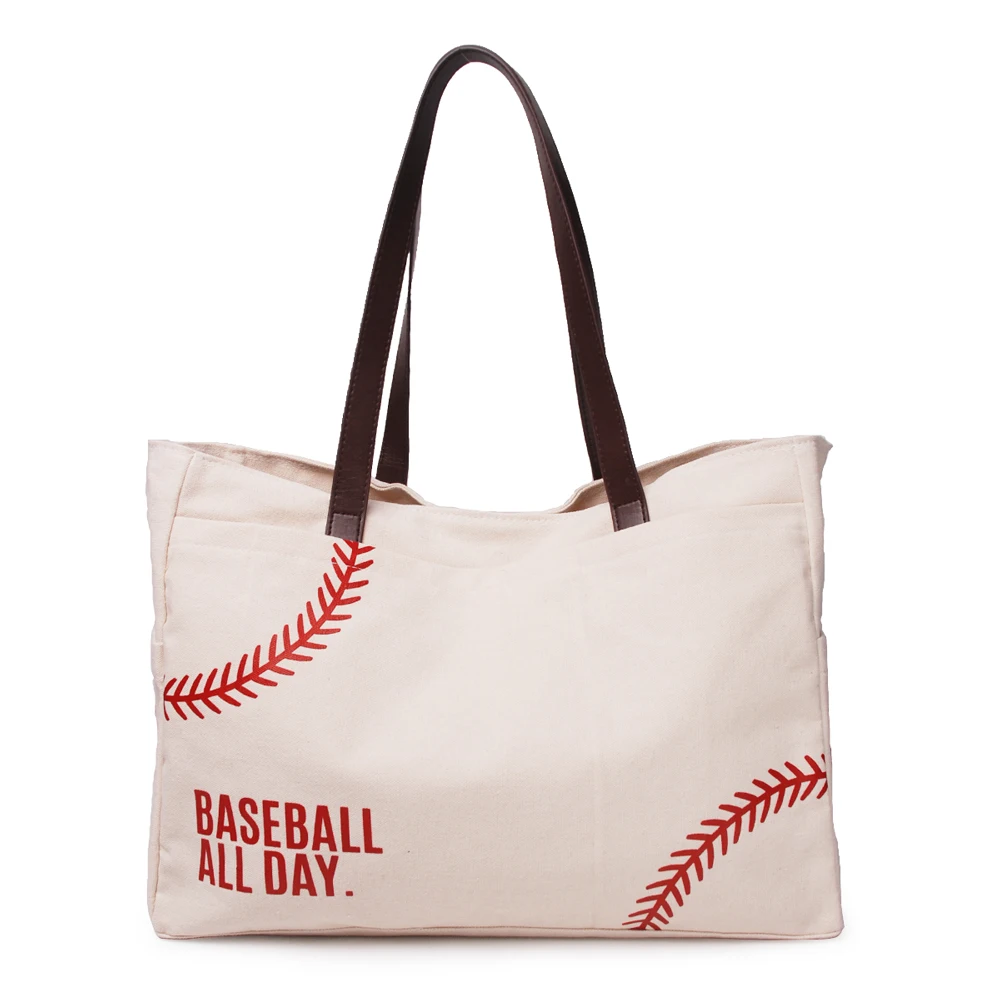 Baseball Sports Monogram Tote Bag Women Large Capacity Shoulder Handbags DMA71477