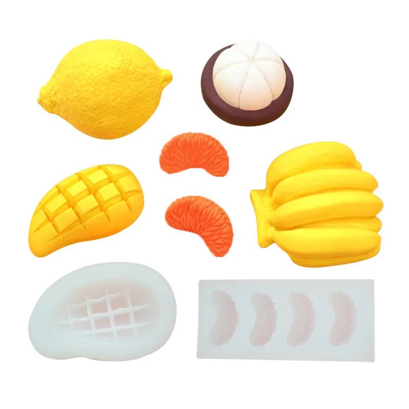 Fruit silicone mold strawberry banana blueberry mangosteen mango lemon orange diy chocolate cake candle mold