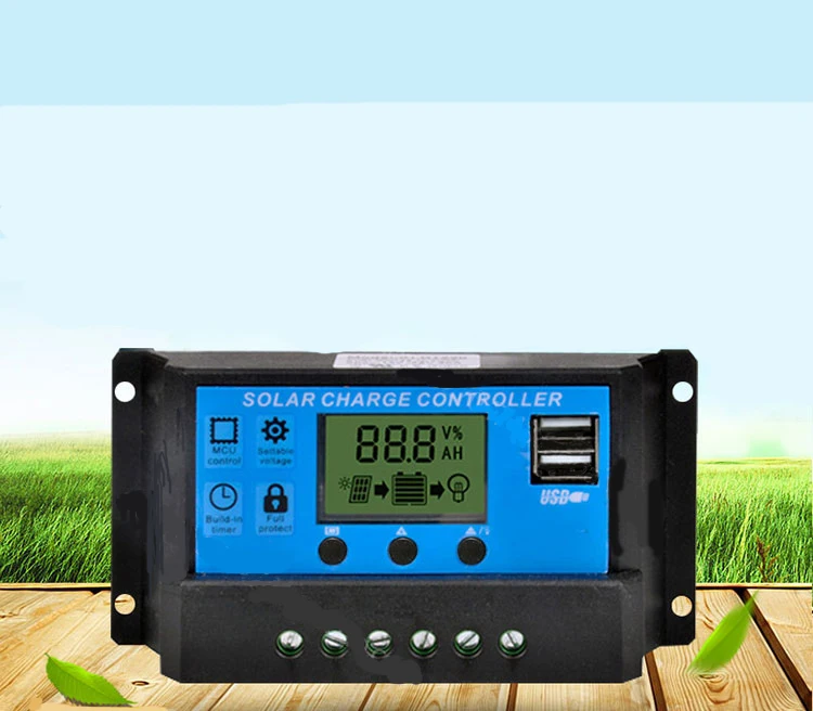 Автоматический контроллер солнечной батареи MPPT двойной USB 12V-60A ЖК-дисплей PWM Тип 10A/30A/20A Номинальный ток 24V солнечная панель