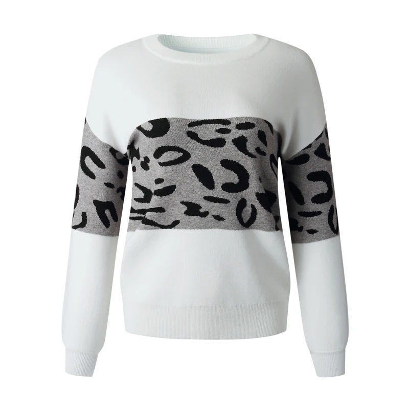 
Women Long Sleeve Leopard Printing Pullover Sweatshirt Female Casual Patchwork tops 
