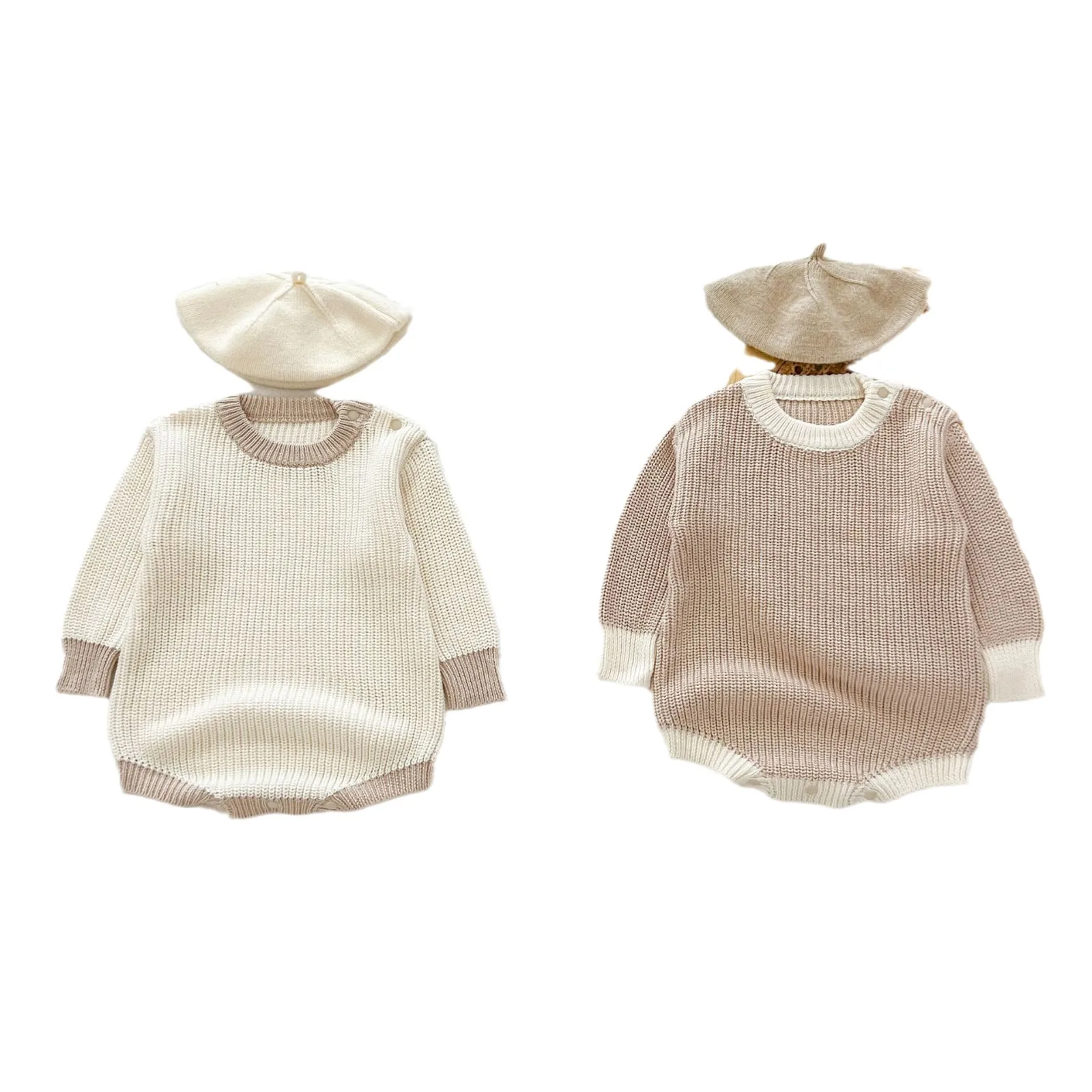 Baby clothing autumn cotton knit jumpsuit sweater go out ha clothes different color bag fart clothes crawling suit