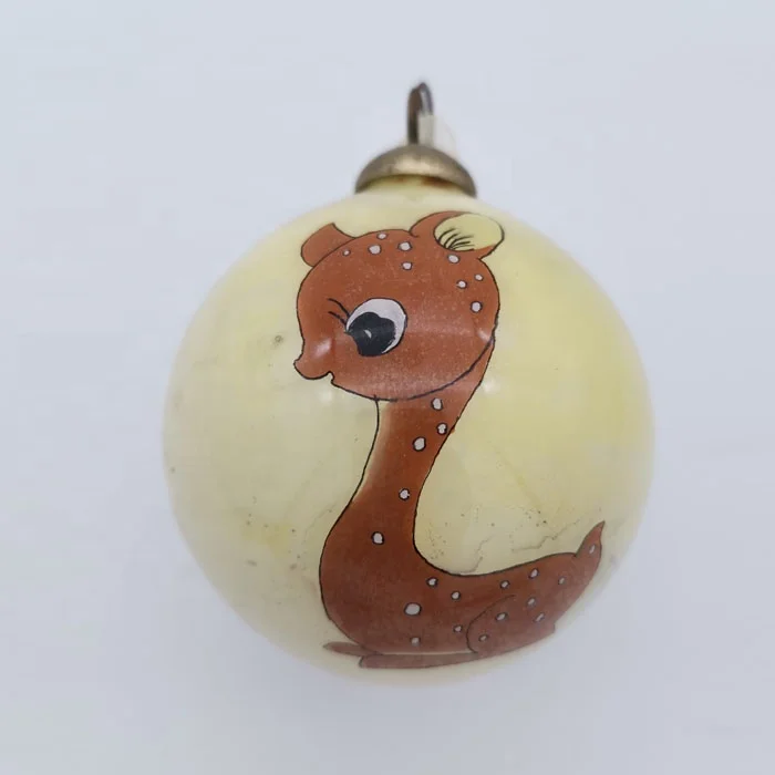 Factory Custom Deer Snake Pattern Inside Painted Christmas Ball Animal Glass Painted Hand Blown Glass Ball Ornament In Folk Art