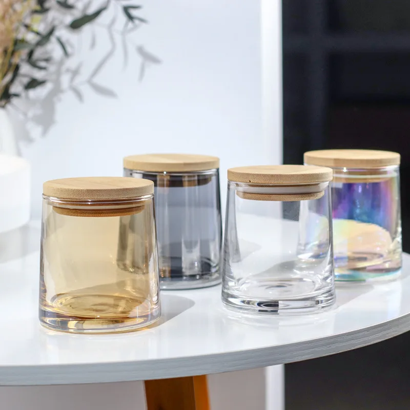 empty colorful elegant modern nordic candle jar containers with lids luxury candle vessels with lids
