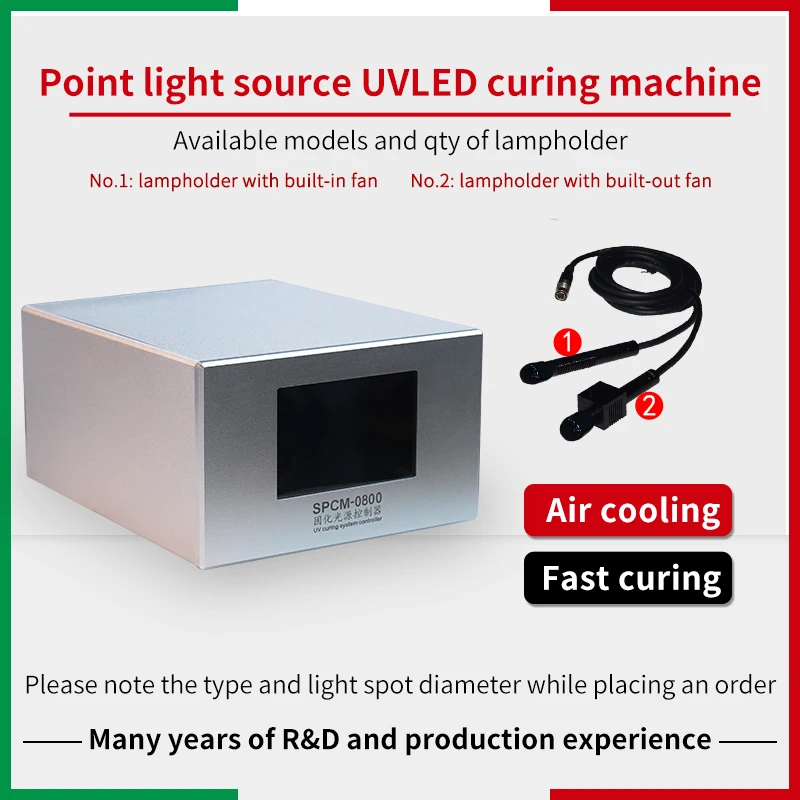 UVLED spot light curing lamp, mini UV curing machine, electronic parts glue bonding light curing lamp with 8 irradiation heads