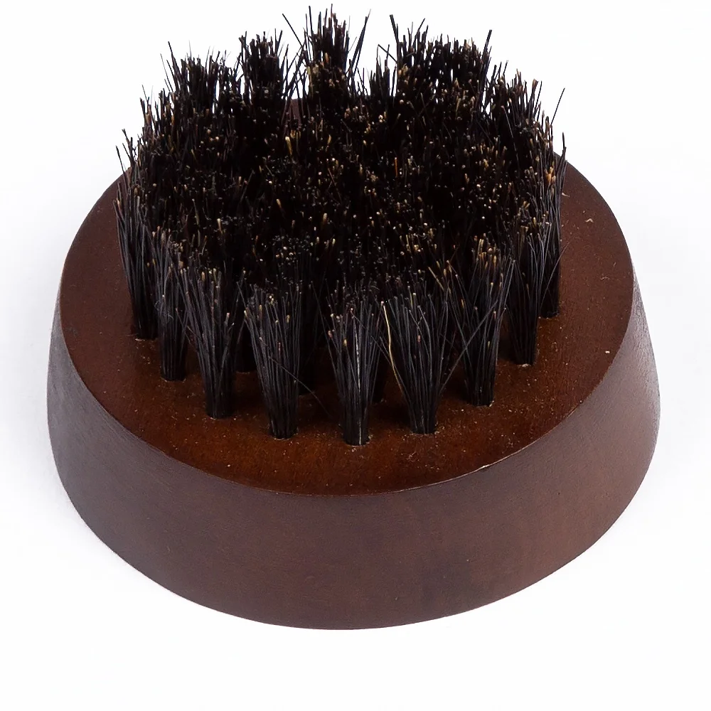 Small size portable round wood beard brush boar bristle beard brush