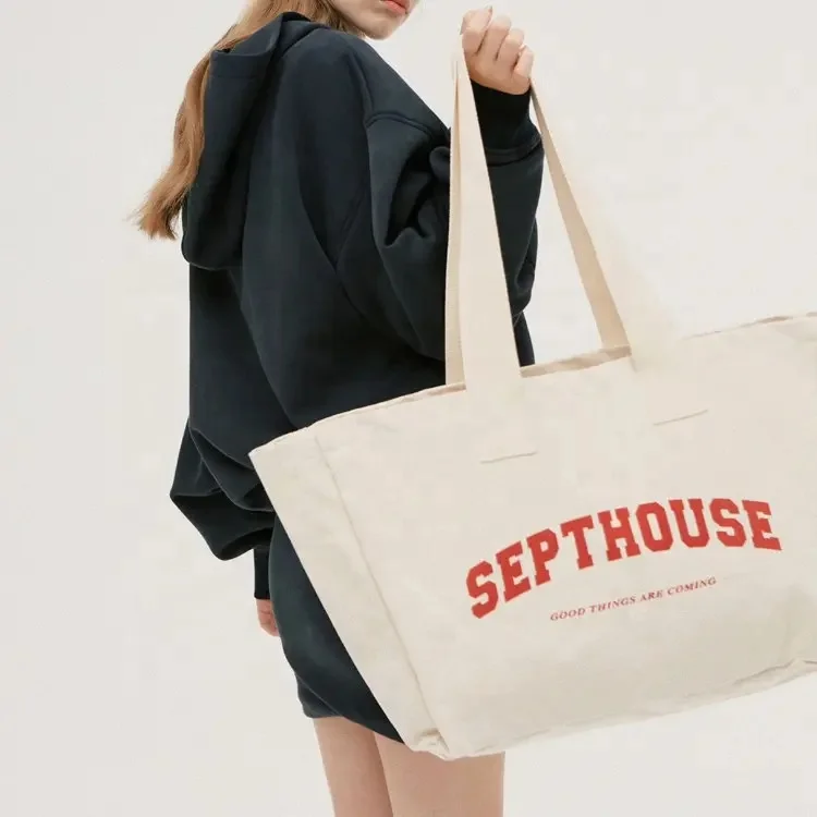 wholesale manufacturers white oversize heavy duty printable organic folding shopping cotton personalized canvas tote bags