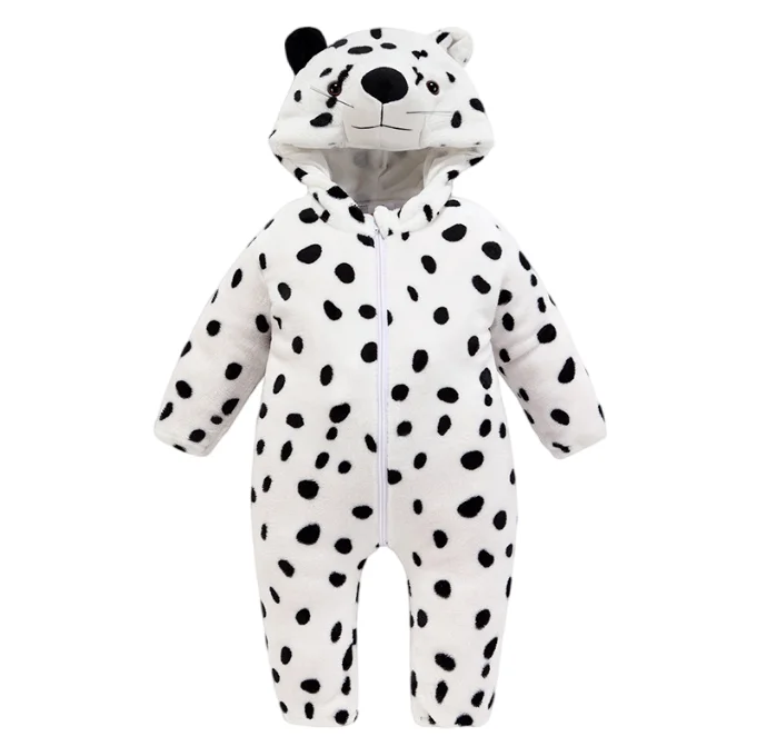 Unisex Baby Rompers Winter Warm Black & White Panda One Piece Pajamas for 0-3 Years Knitted with Zipper Closure