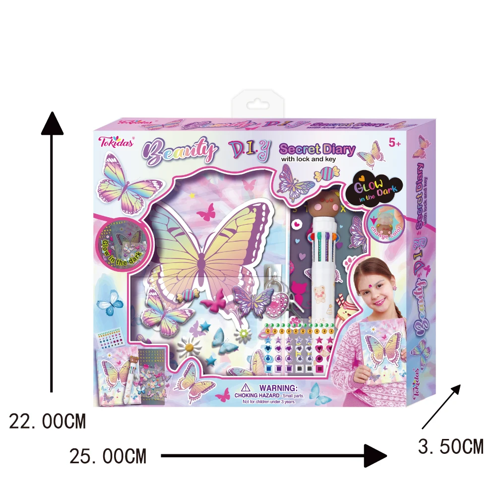 2024 Kids Stationery Set Beauty DIY Secret Dairy Set  Lock and Key Glow in the Dark Set Kids Toys