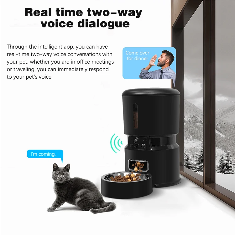 Luxury Popular Automatic Cat Feeder Self Dispensing Auto Reminder Timed Moisture Protection Food Dispenser With Voice Recording