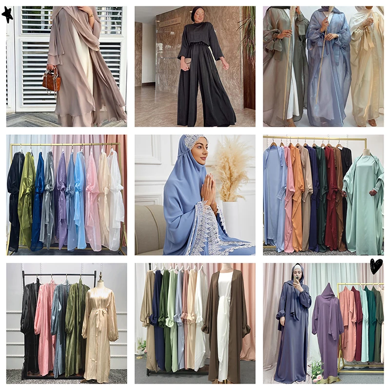 Traditional Muslim Clothing Front Open Black Abaya Arab Dubai Kaftan Abaya Women Polyester Adults Middle East Support Eid Abaya
