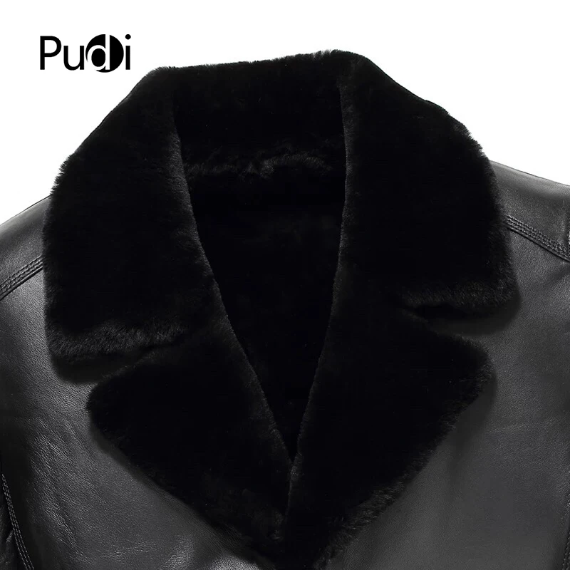 Jackets Casual Outwear MT858 Real Sheep Leather Fur New Fashion Inside Lining Fall Winter with Real Wool Men Slim Woven Raw
