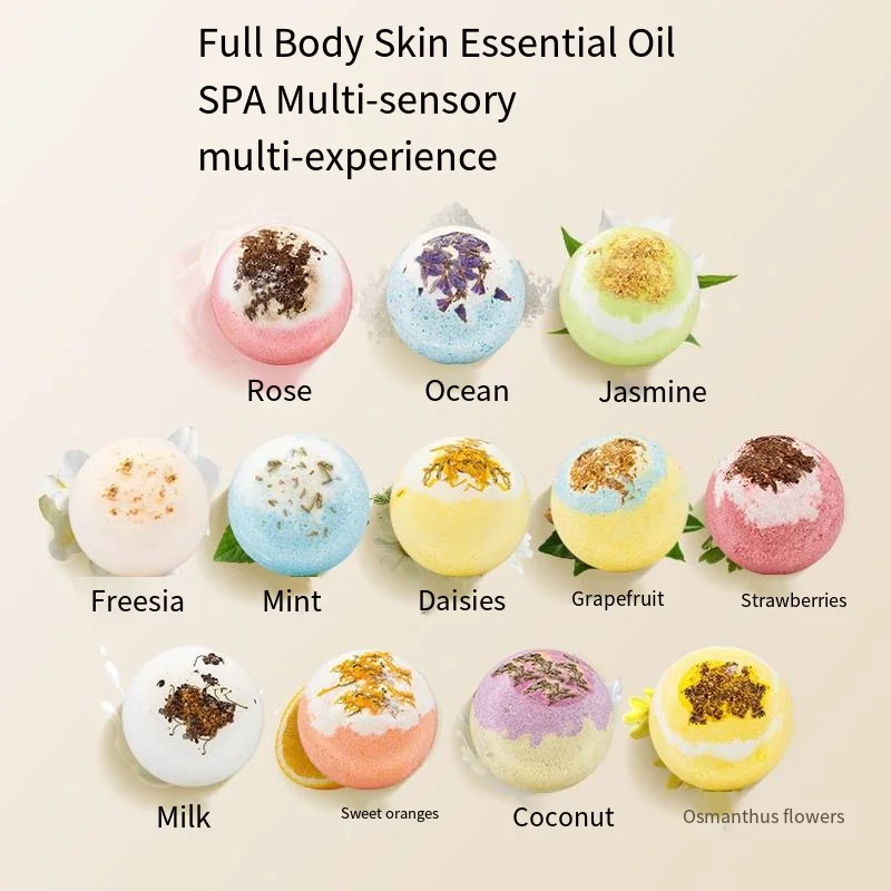 100g Bath Bomb Exfoliating Nourishing Skin Essential Oil Bath Salt Ball Cleaner Aromatherapy Supplies Relaxing Bath Bubble Balls
