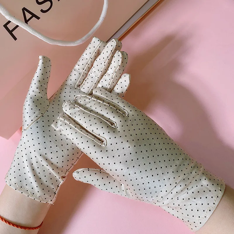 Spring And Summer Thin Gloves Sunscreen Ice Silk Riding And Driving Work Etiquette Autumn Spandex Elastic Point Ladies Gloves