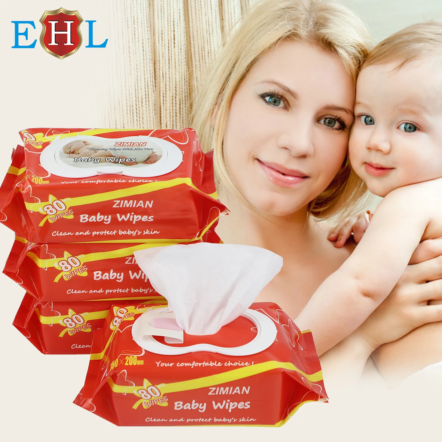 Hot sale ISO 9001 Certificated High Quality Nonwoven Hypoallergenic Sensitive Pure Baby Wipes
