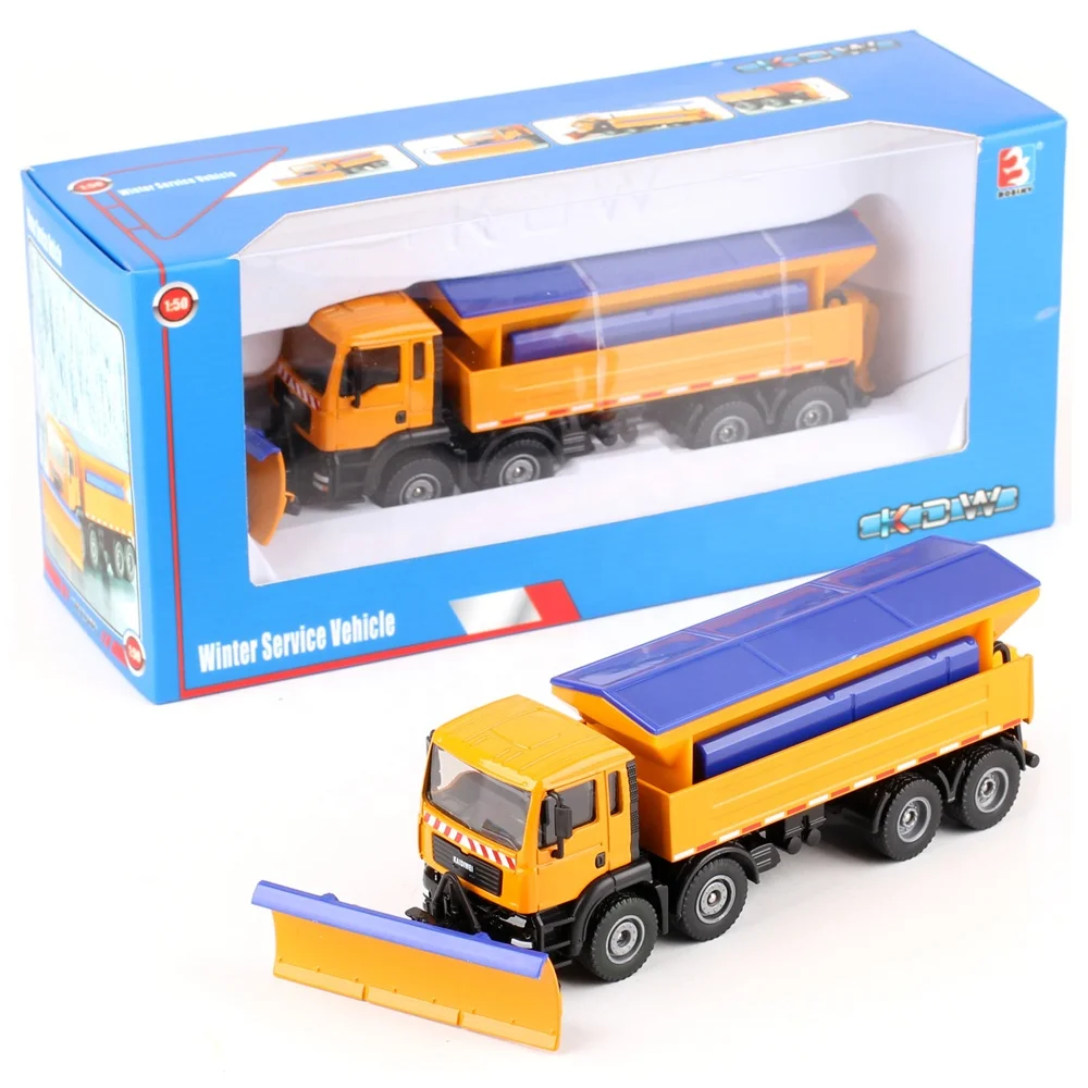 KDW 625029 Alloy Snow Sweeper Truck Vehicle 1/50 Scale Diecast Winter Service Truck Model Toy For Children Gifts