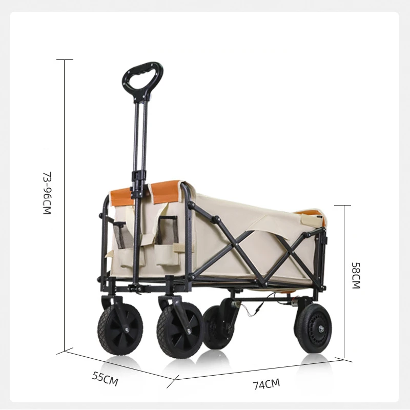 2024 NEW Electric Camping Cart Folding Trolley Portable Ultralight Shopping Pushcart Outdoor Picnic Beach Wagon Trailer Cart