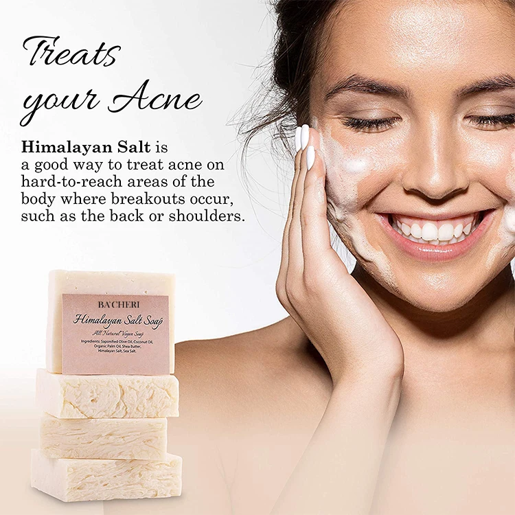 Kangrong Private Label Skin Care Natural Paraben Free Acen Treatment Coconut Oil Olive Oil Himalayan Salt Soap