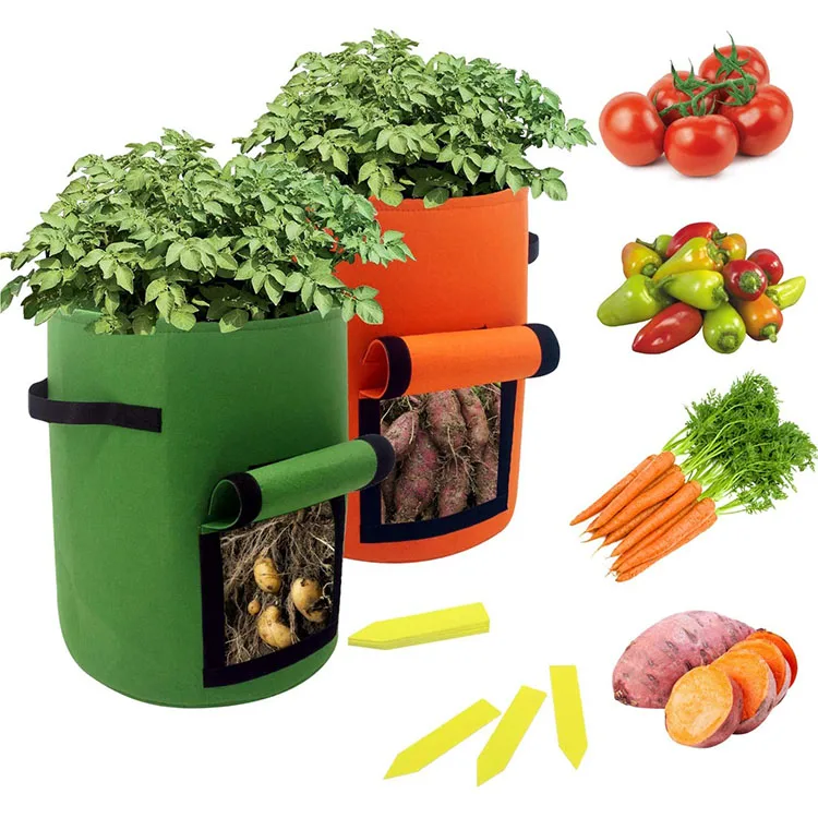 Fabric Raised Garden Bed Felt Grow Bag Planter Pot Flowersfelt Planting Growth Bag