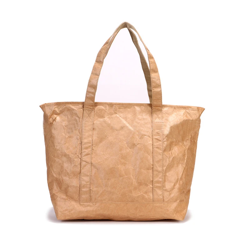 custom logo waterproof eco friendly natural zipper dupont tyvek bag tote kraft paper lunch bag tyvek beach bag