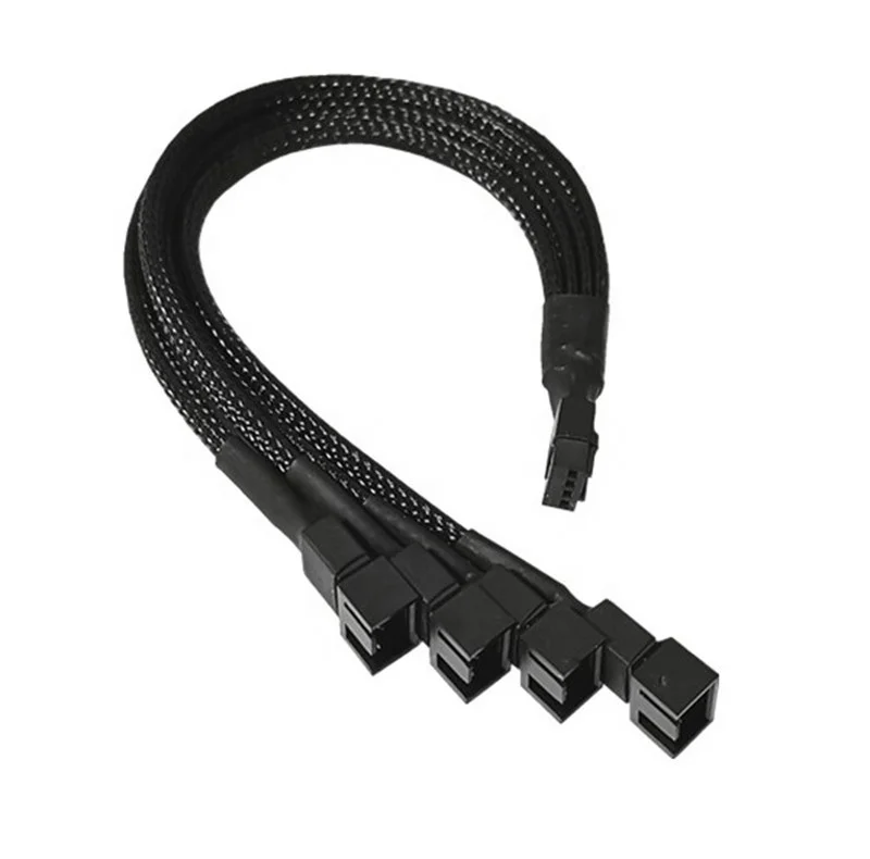 27cm PWM 4pin Fan Sleeved Extension Splitter Hub Cables Motherboard CPU 4 Pin To 3 Way 4Pin /3pin Cooler Case Fan Power Spliter