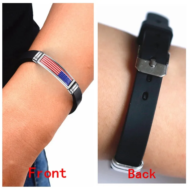 Black Silicone Material Argentina Flag Bracelet Stainless Steel Clasp Unisex Wristband Jewelry Bangle Bracelet For Sports Game