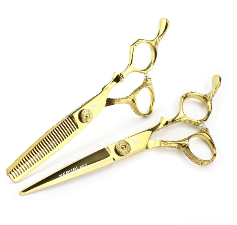 FZJ-38 Golden Bamboo Nipson Hairdressing  Straightening  Teeth Scissors, Special Foreign Trade Explosions for Hair Salon