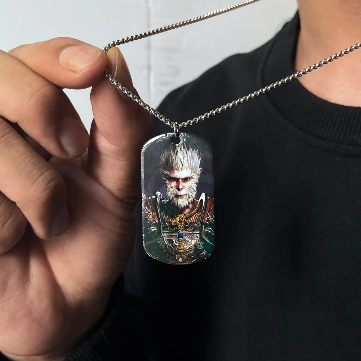 Black Myth Wu Kong Dangle Necklace Stainless Steel Famous Game Wu Kong Necklace Journey to the West Portrait Necklace AM1081018
