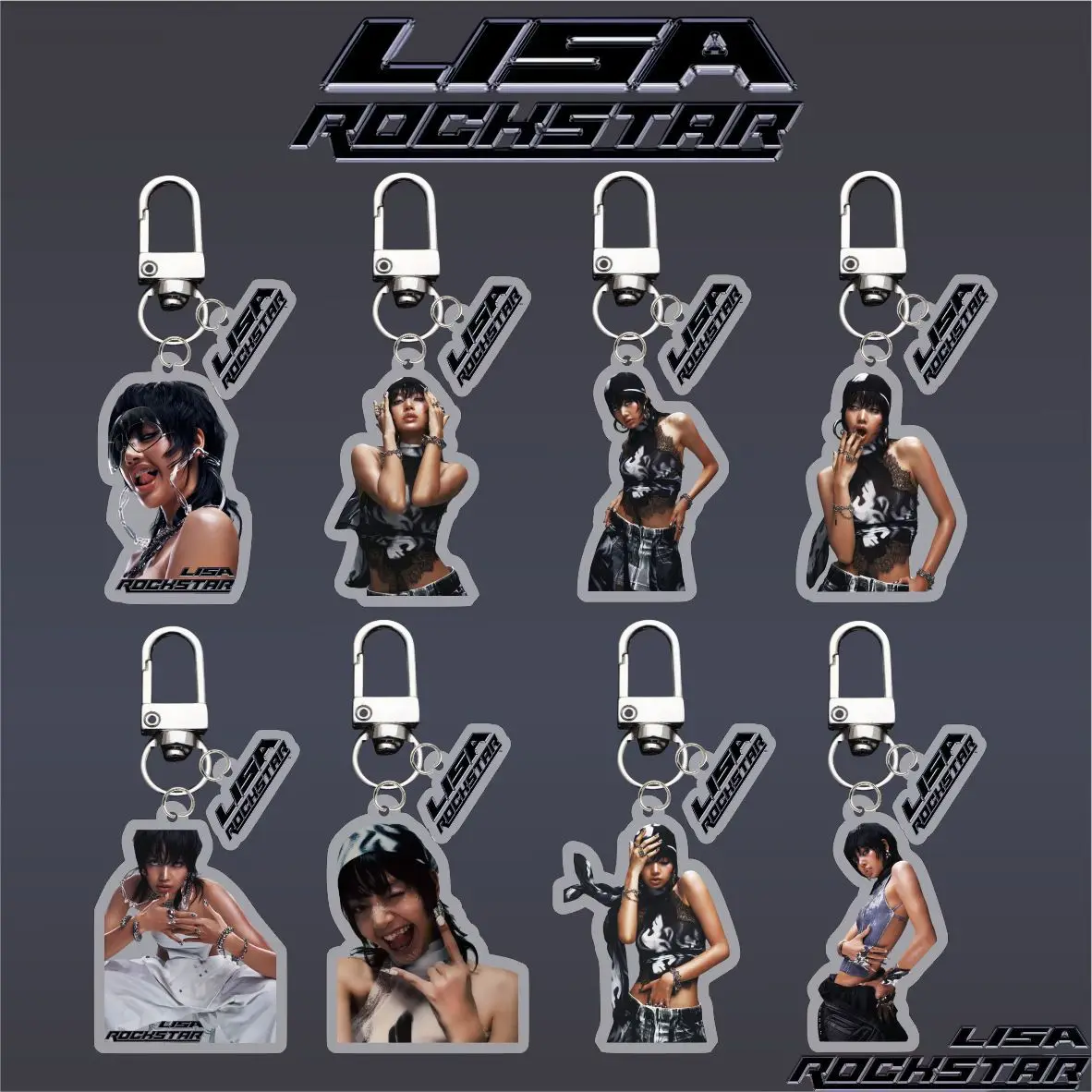 KPOP Idol Group LISA SOLO ROCK STAR Plastic Keyring Acrylic Keychain