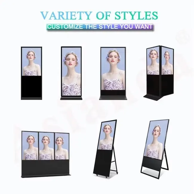 OMD OEM Digital Window Display Indoor 55 Inch Floor Stand Kiosk 4K Screen Advertising LCD Displayer Touch Screen