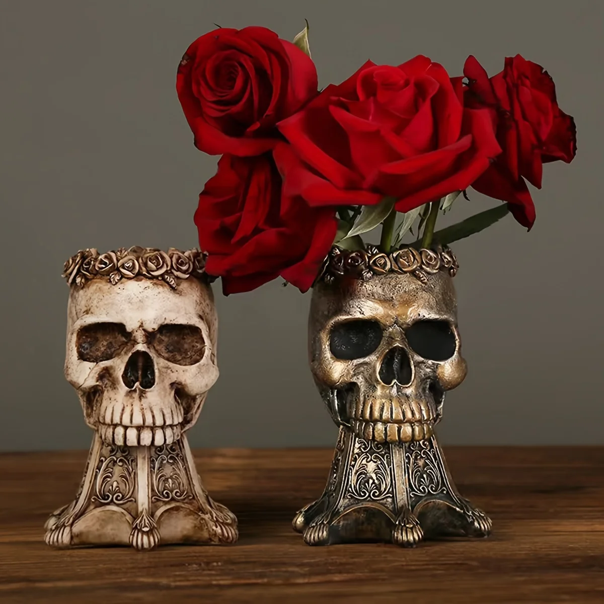 Creative Halloween Decor Resin Skull Flowerpot Resin Molds Sculpture Flower Pot