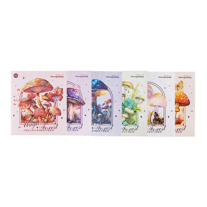 Mushroom Series DIY Dazzling Material Stationery Baroque Hand Account Decoration Customization Holographic Glitter Stickers