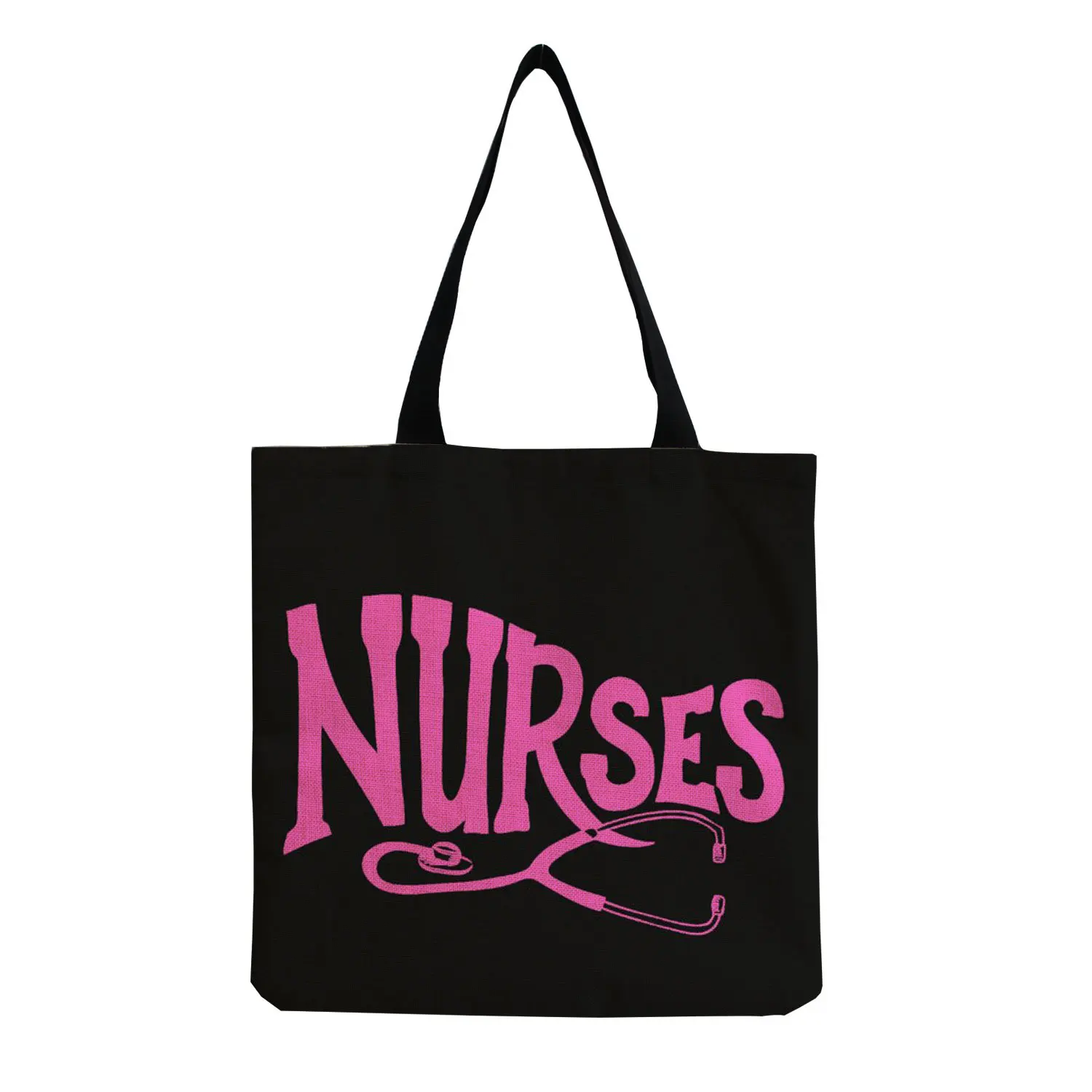 In Stock New Style Medical Print Portable Eco Friendly Black Cotton Canvas Dentist Nurse Tote Bag