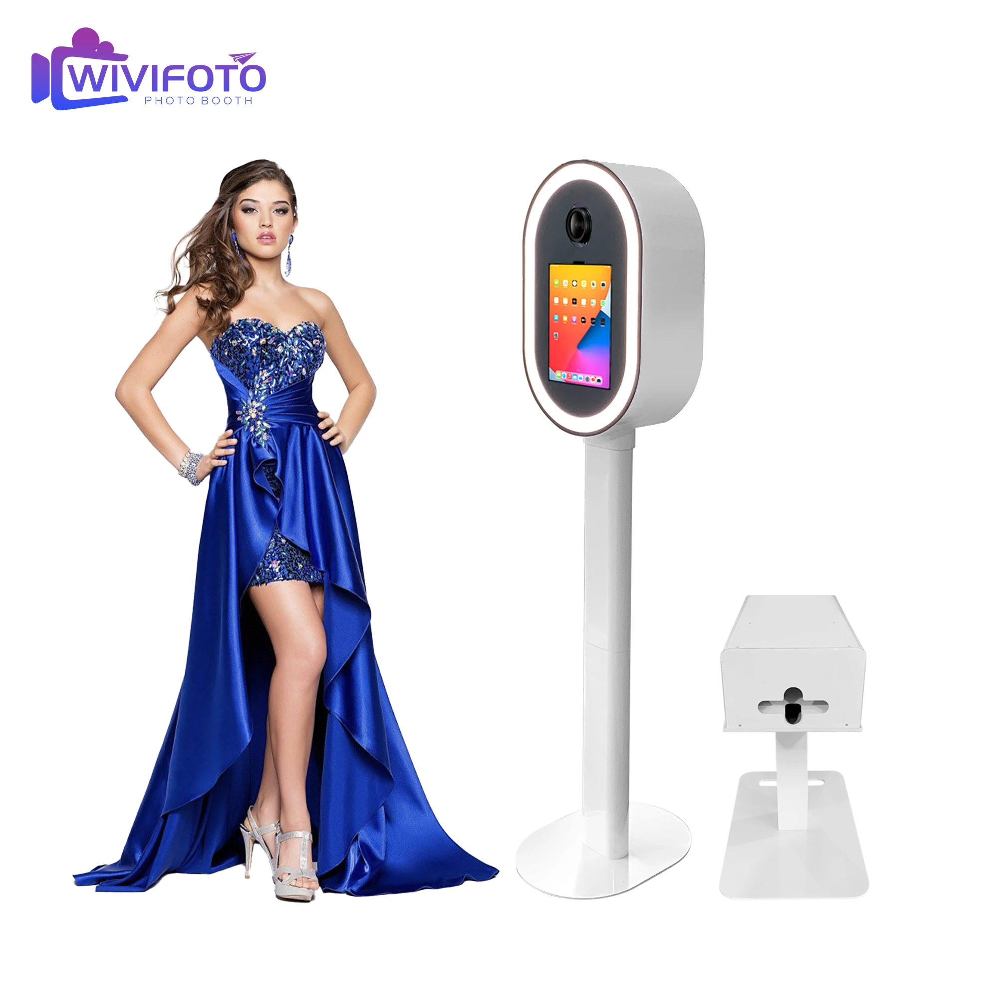 WIVIFOTO Kiosk Pad Photo Booth 12.9 White Selfie With Led Lights With Case Selfie for Shell Dslr Pad Photo Booth