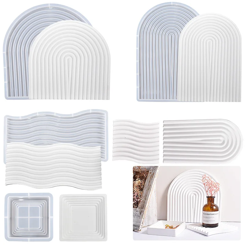 High Quality Wholesale Multi Types U Shape/ Waves Design Epoxy Casting Moulds for DIY Home Decor Silicone Resin Molds for Plates