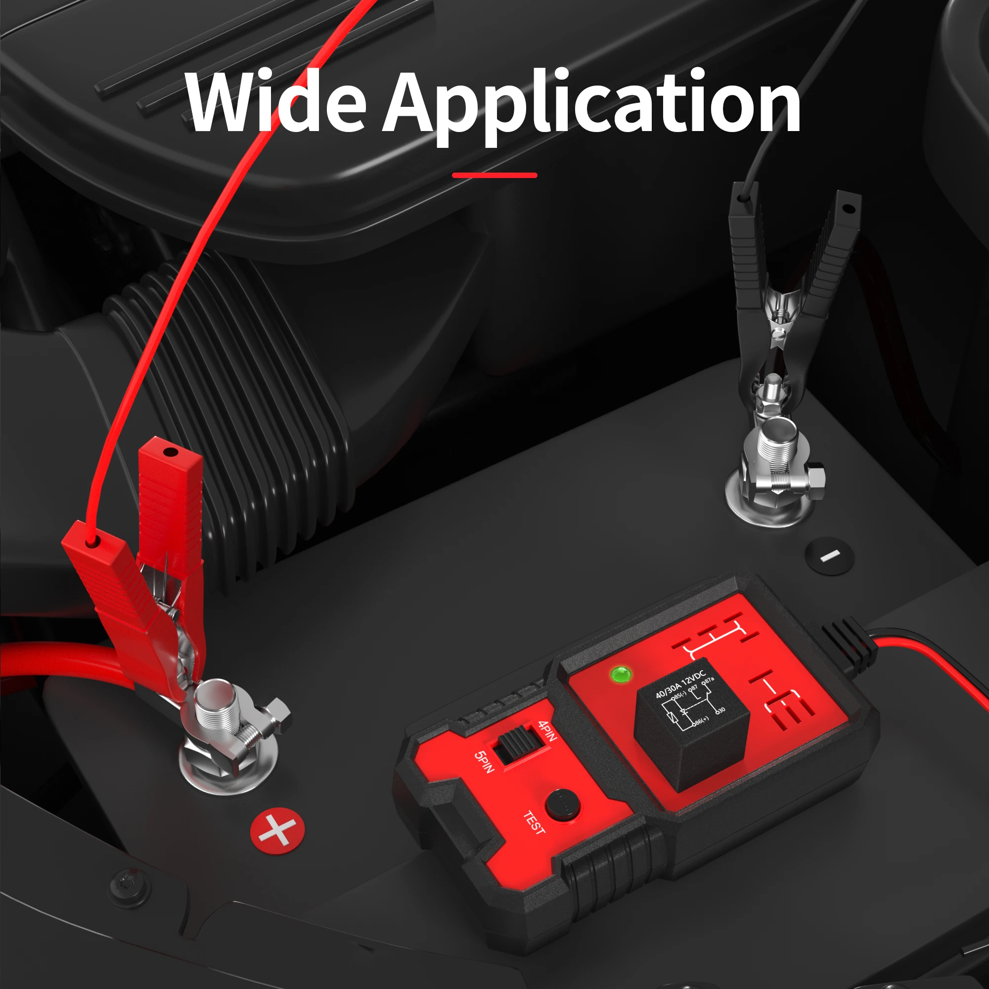 Professional 12V Auto Electronic Automotive Relay Tester Durable Battery Load Checker Car Inspection Tool and Diagnostic Tool