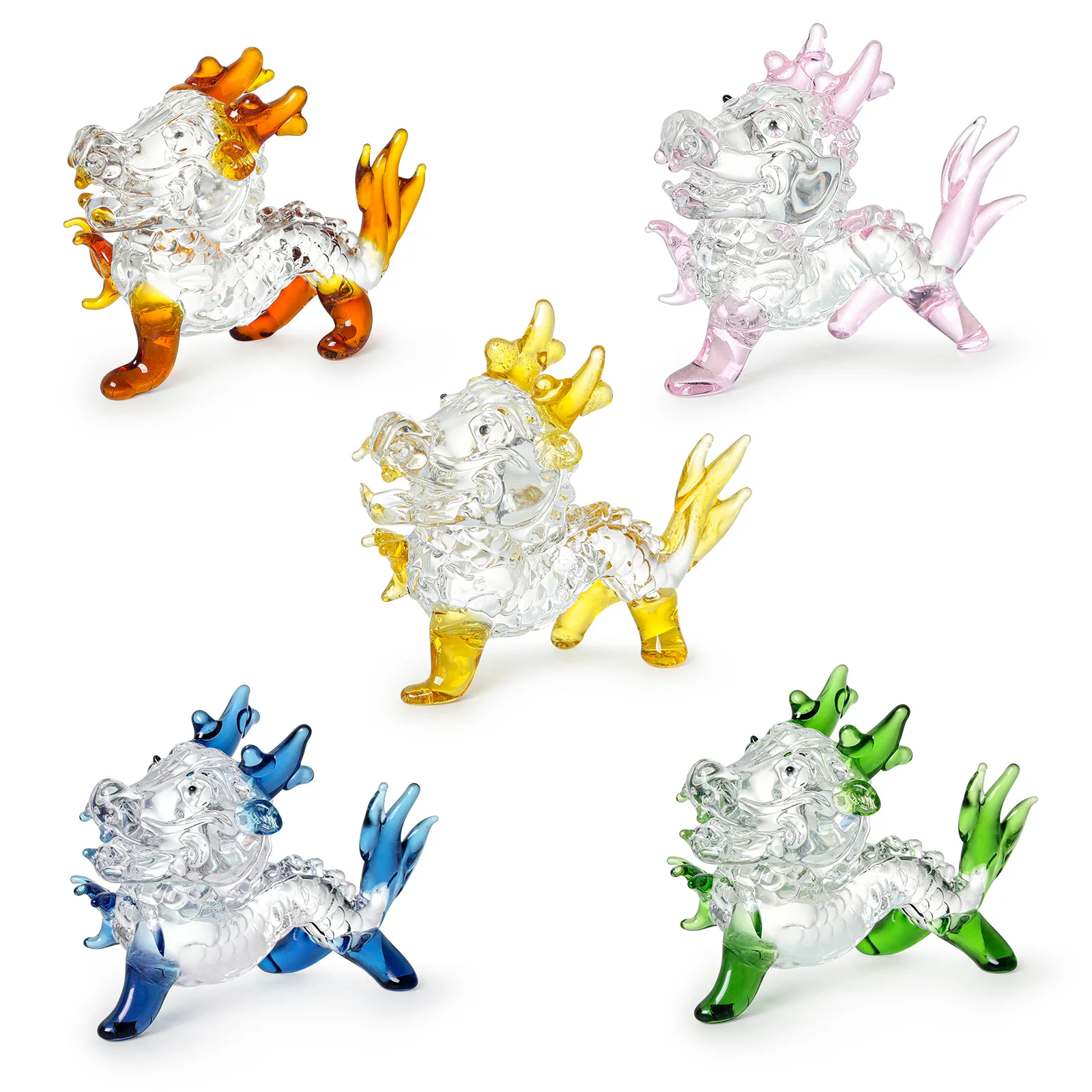 Tiny Crystal Dinosaur  Micro Crystal Figurines Hand Blown Clear Glass Art Animals Collectible Gift Home Decor