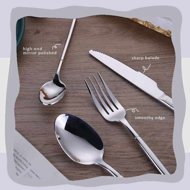 Mirror Reusable Spoon Fork Stainless Steel Restaurant Cutlery Set Wholesale