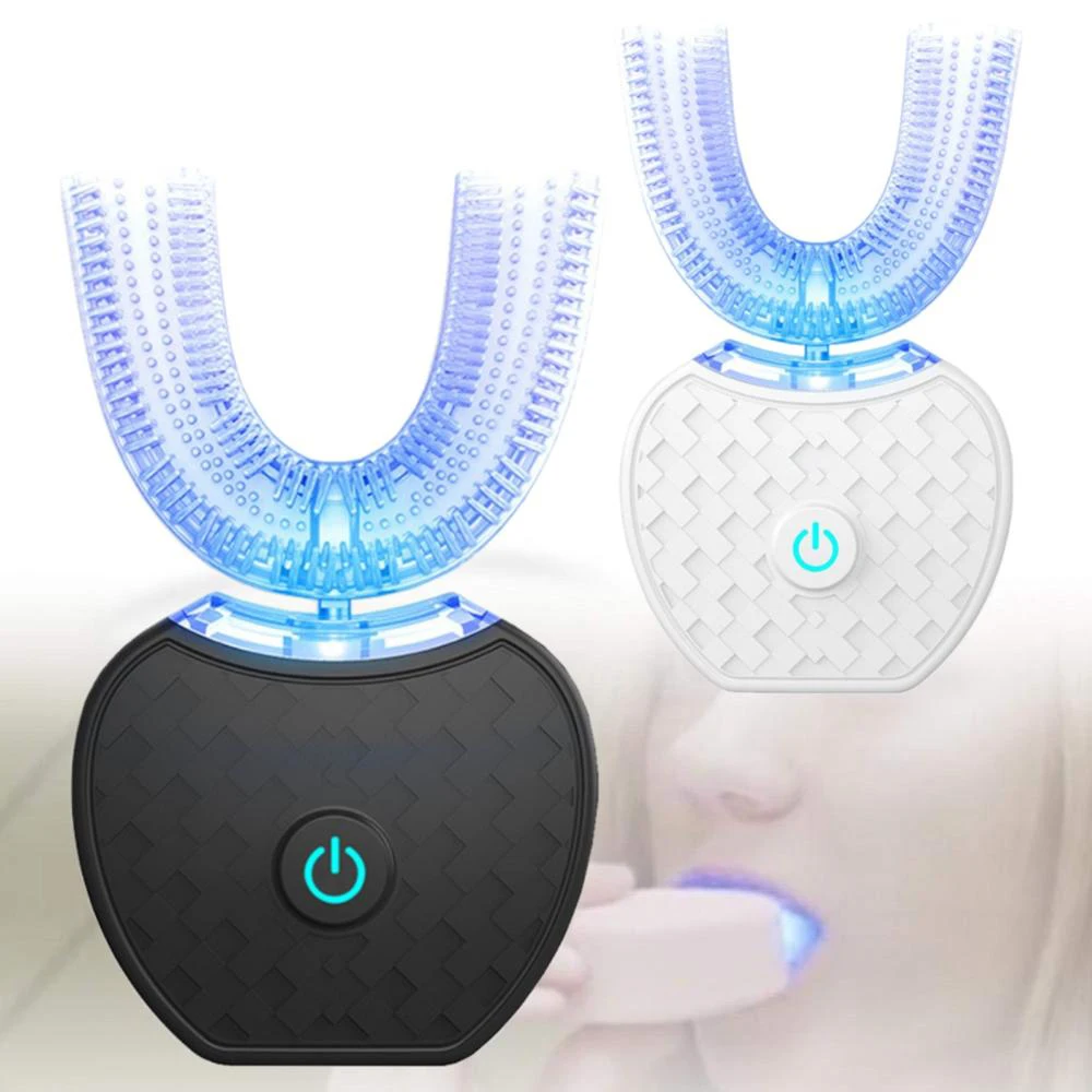 wholesale-teeth-whitening-kits dropshipping 3 in 1 u shaped electric toothbrush teeth whitening kit black for Adult